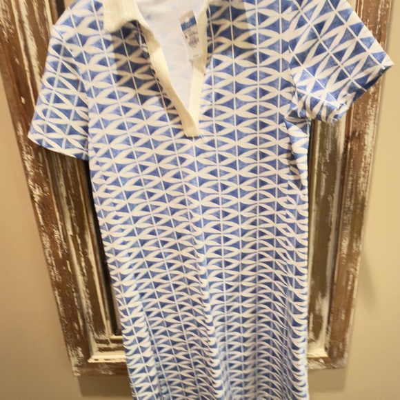 J. McLaughlin NWT Sonnet Dress . Off White /Blue textured Fretwork.Size M - Picture 6 of 12